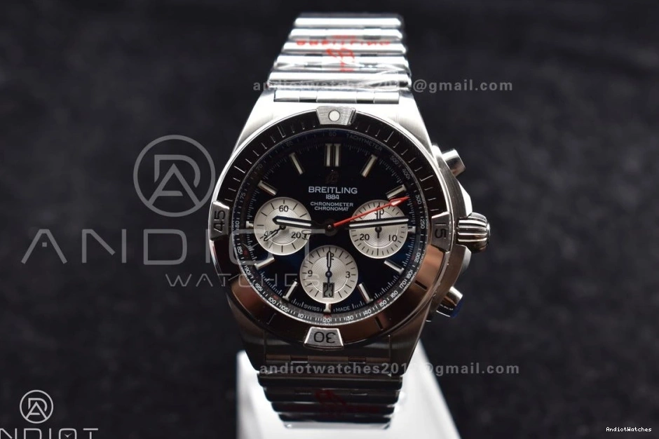 A 42mm Chronomat BLSF Best SS 538 B01 Edition Black Dial on Breathable 1:1 Bracelet SS 0127